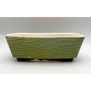 Vtg. Green Woodgrain Terrace Planter
